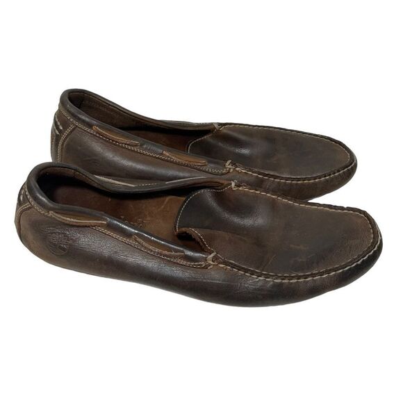 Timberland Brown Leather Slip On Loafers - Picture 1 of 9